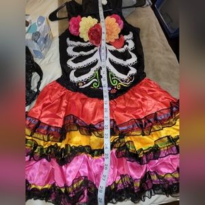 Dia de Los Muertos Costume Adult Sugar Skull Day of The Dead Halloween M 6-8